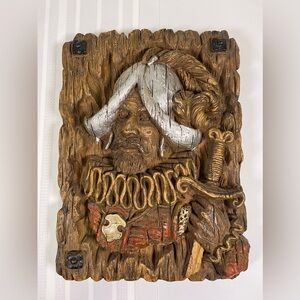 Vintage Homco Mid Century Spanish Conquistador Soldier Wall Art 3D Faux Wood MCM